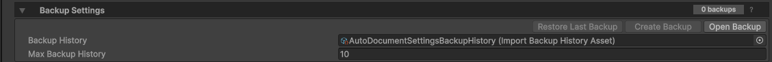 Backup History field