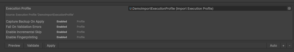 Execution Profile field