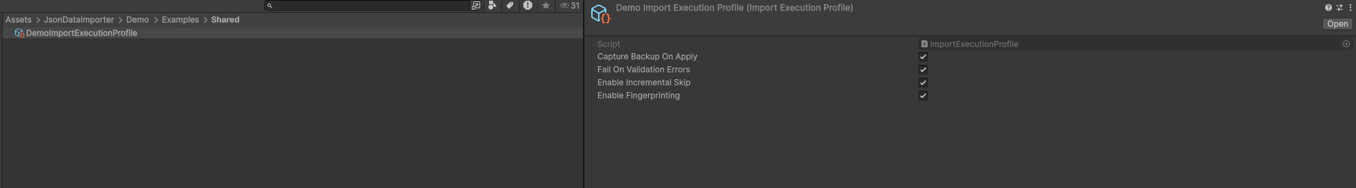 Execution Profile settings